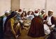 Palestine: Druze men of Mount Carmel (Arabic Jabal Mar Elyas; Hebrew Har ha Karmell) sharing a meal, c. 1900
